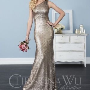 Christina Wu Gold Bridesmaid Dress